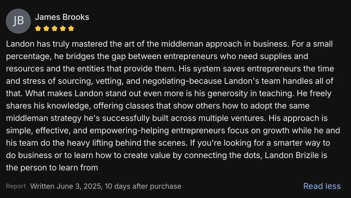 James Brooks, 5-star review